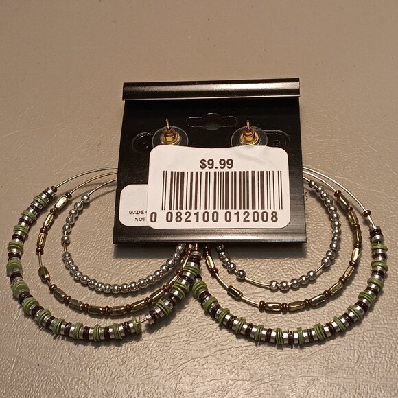 Boutique Lot of 2 women's multi-ring beaded dangle earrings - NWT - Picture 6 of 9